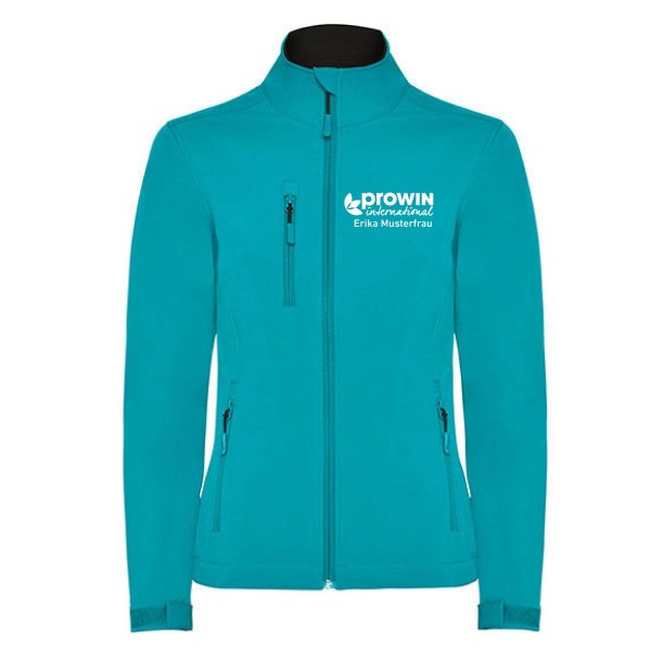 Damen Softshell Jacke mit Stehkragen Türkis